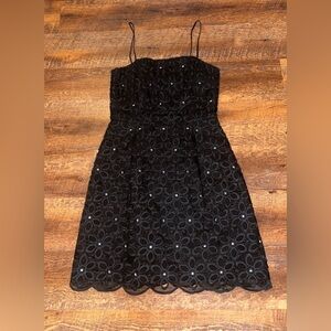 Lilly Pulitzer Women's 4 Black Bobbi Formal Spaghetti Strap Organza Floral Dress